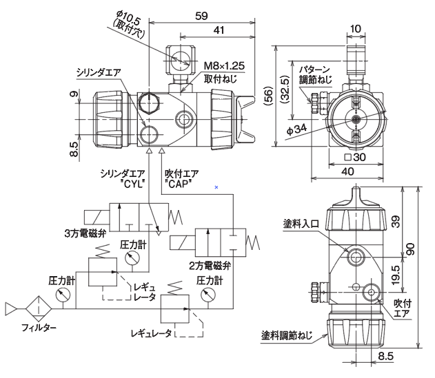 外形寸法及び操作回路図